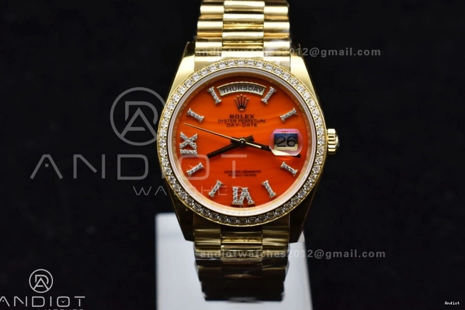 Best Edition Carnelian on Dial Date Red Bracelet YG 36 1:1 A2836 YG Day RAF 1202